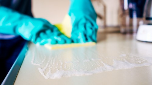 Local curtain cleaning team working in a Dulwich period property