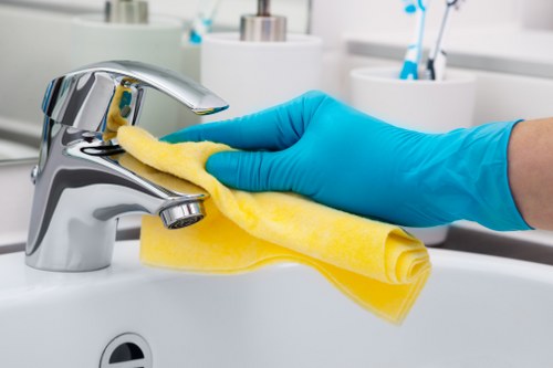 Cleaner preparing a kitchen and living area in Dulwich